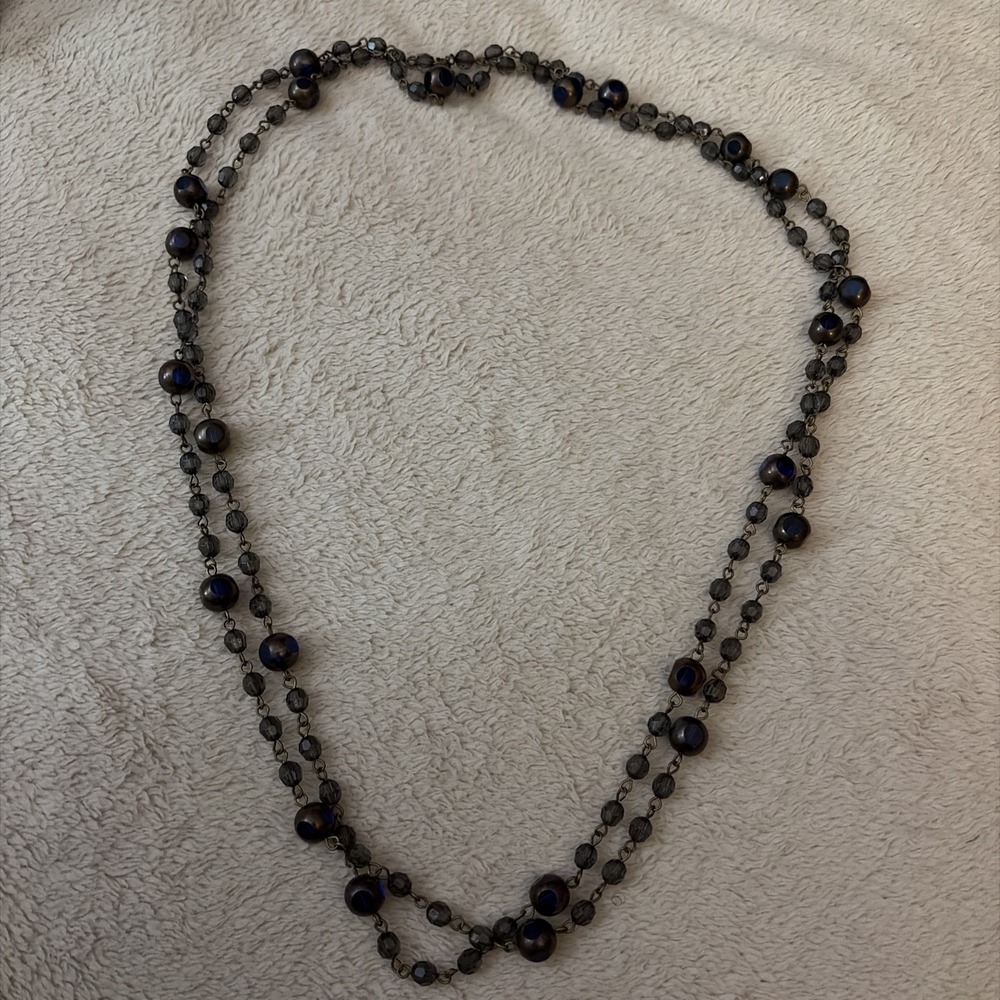 Extra Long Beaded Boho Dark Colored Necklace